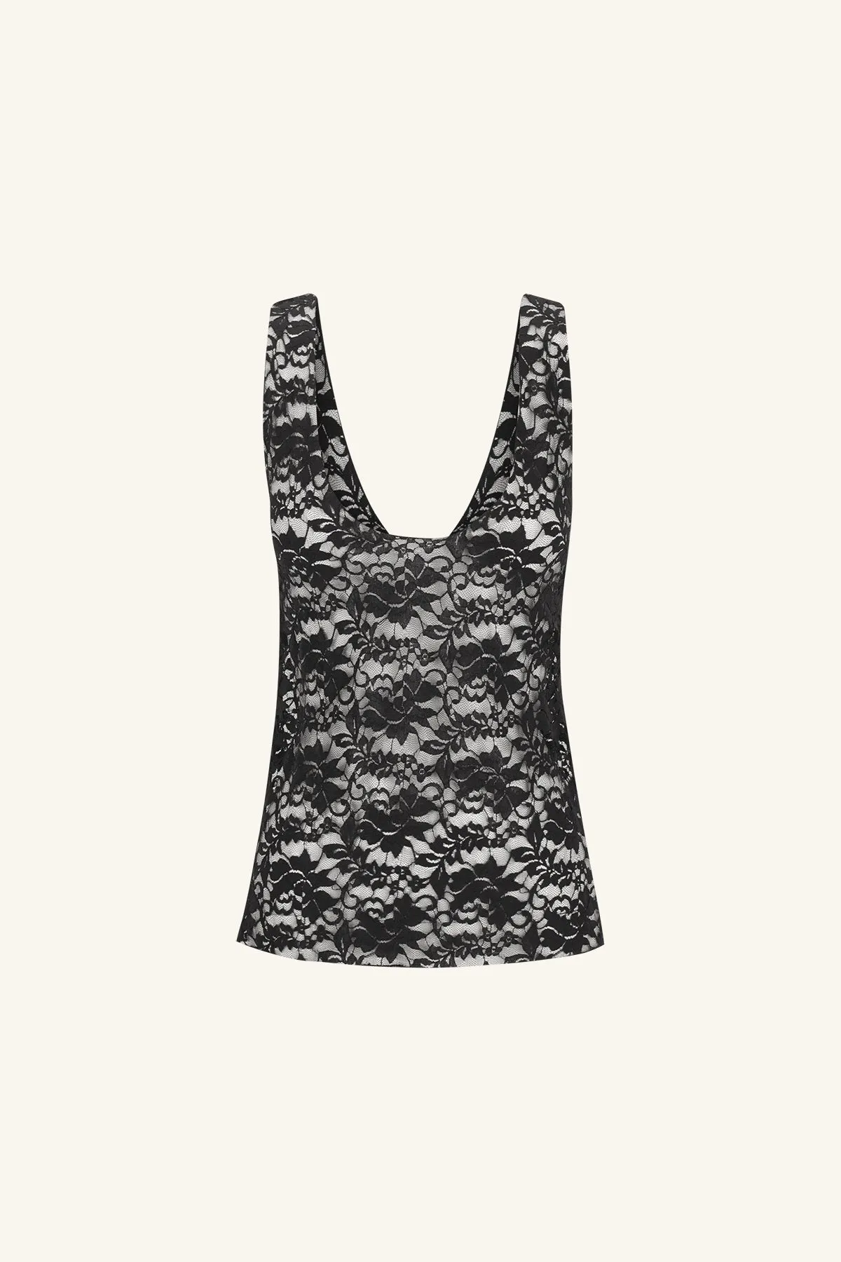 WALLIS LACE SCOOP NECK TANK - BLACK