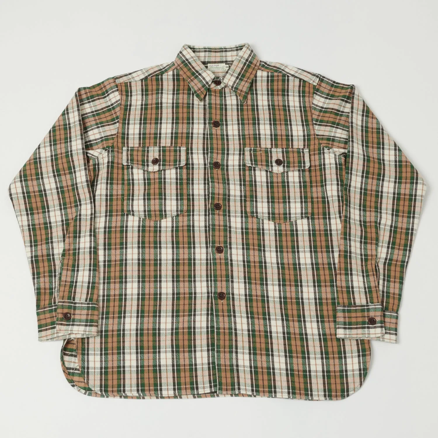 Warehouse & Co 3022 'H Pattern' Check Flannel Shirt - Salmon