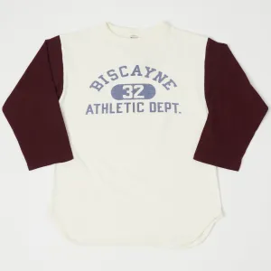 Warehouse & Co 4800 'Biscayne' Baseball Tee - Cream/Bordeaux