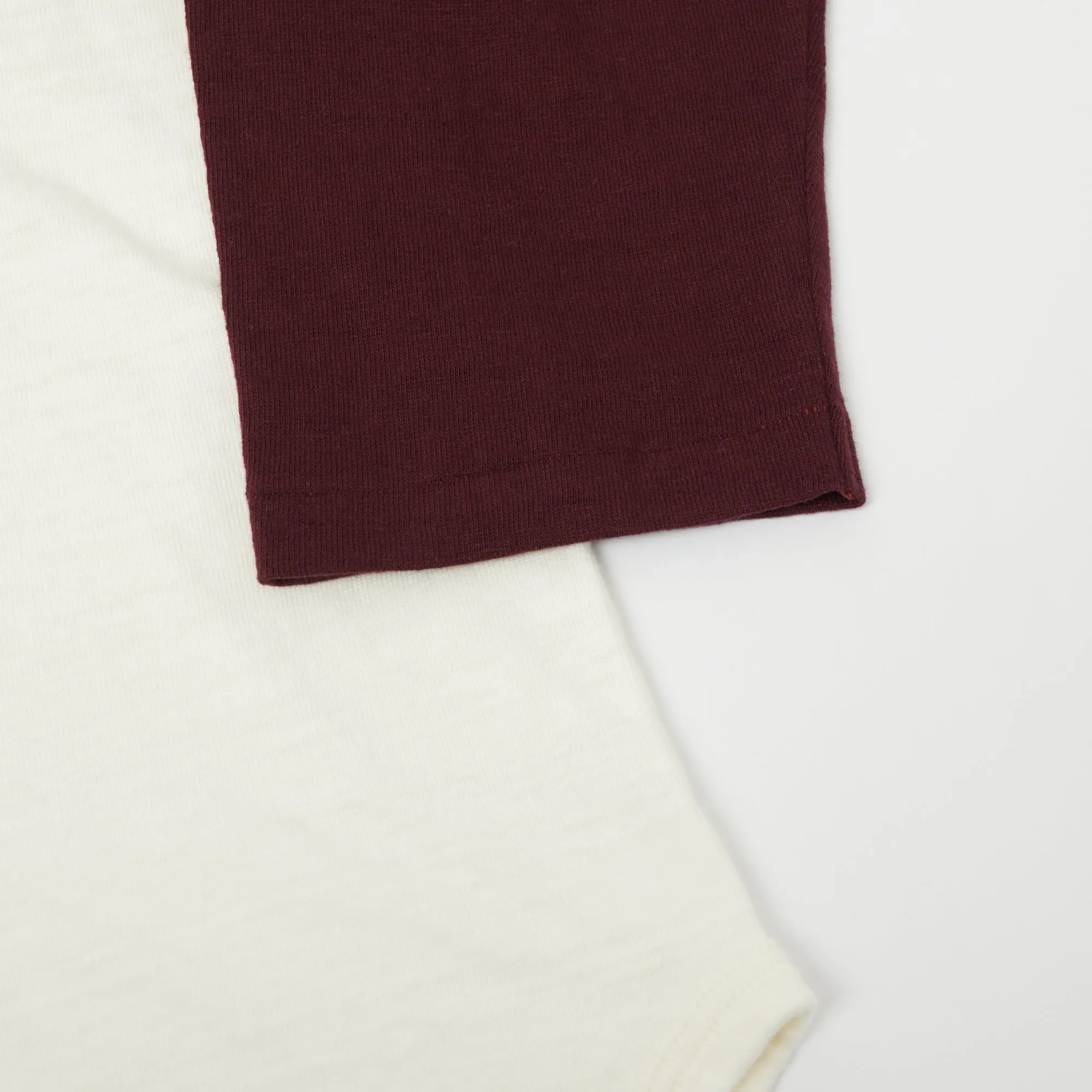 Warehouse & Co 4800 'Biscayne' Baseball Tee - Cream/Bordeaux