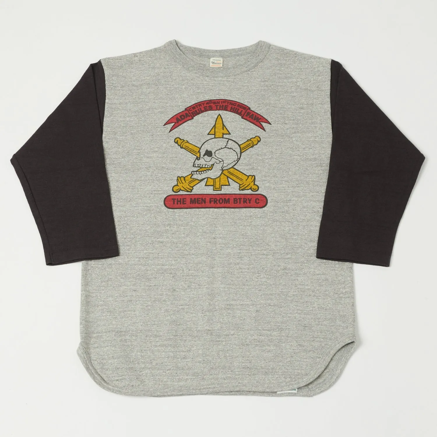 Warehouse & Co 4800 'Men From BTRY C' Baseball Tee - Heather Grey/Sumikuro