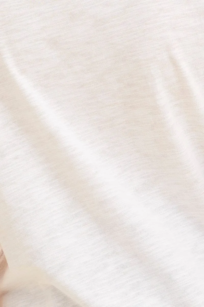 White Cotton T-Shirt Slub Crew Neck Regular Fit
