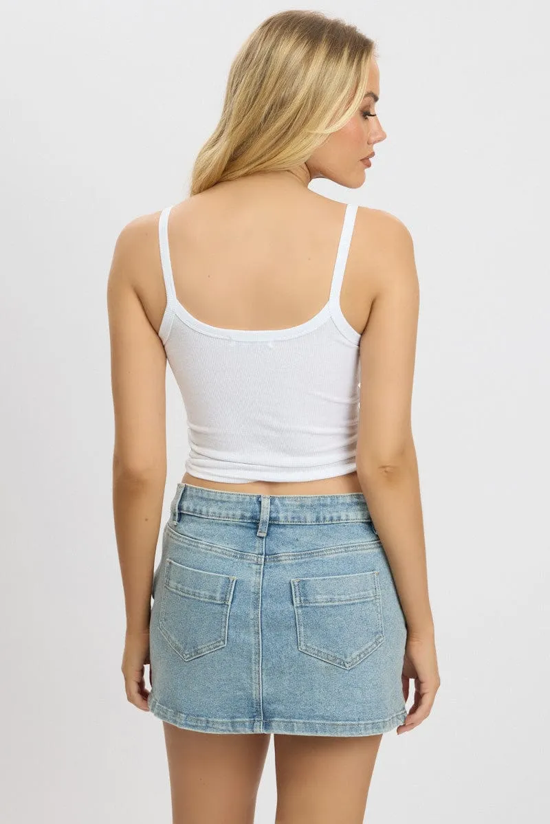 White Graphic Singlet Top