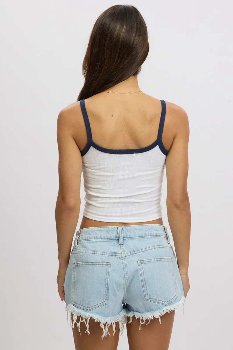 White Graphic Singlet Top