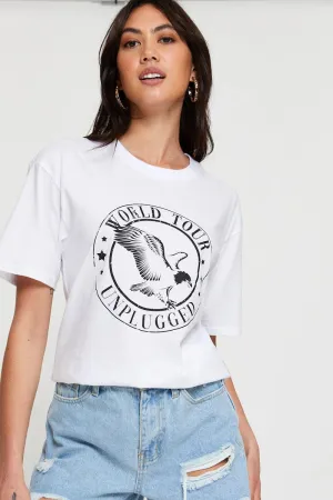 White Graphic T Shirt Short Sleeve