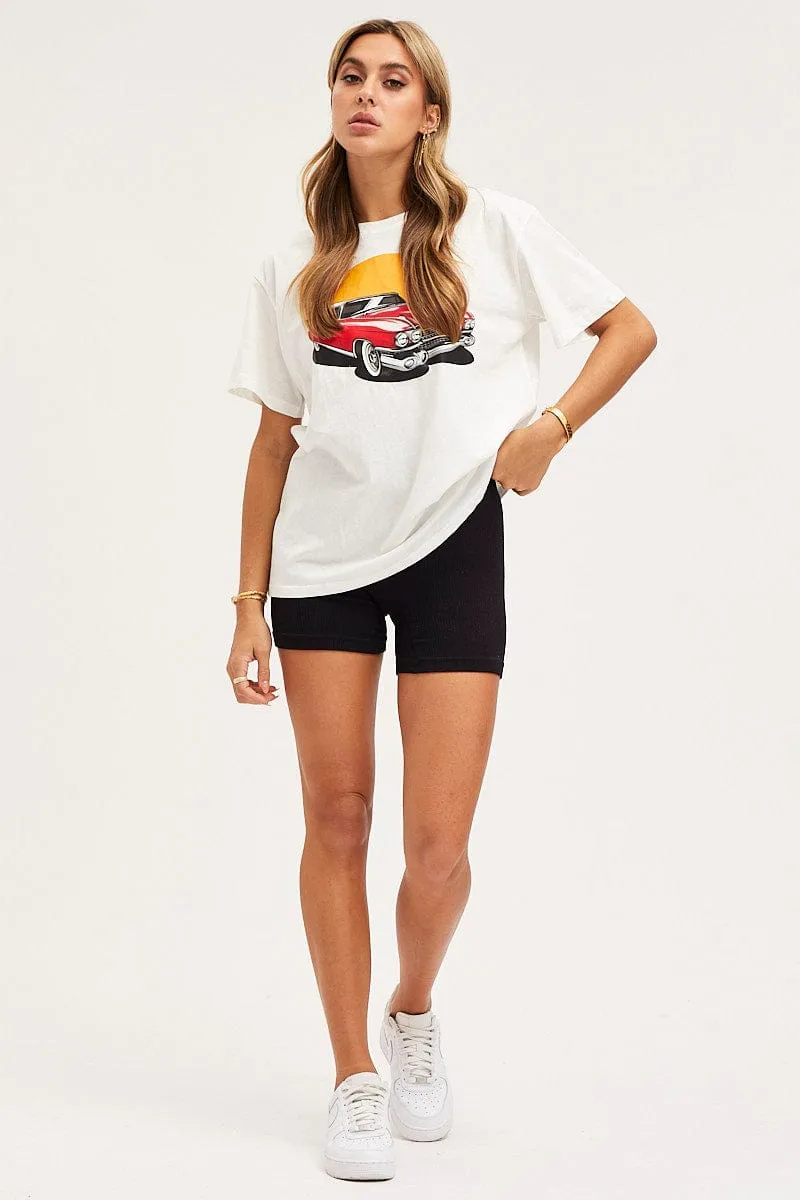 White Graphic T Shirt Short Sleeve