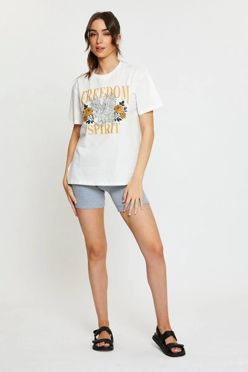 White Graphic T Shirt Short Sleeve