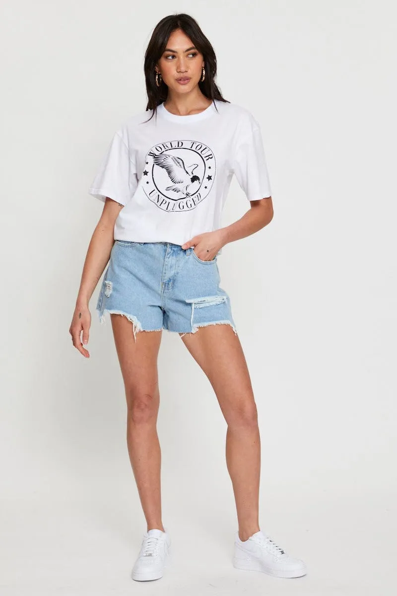 White Graphic T Shirt Short Sleeve