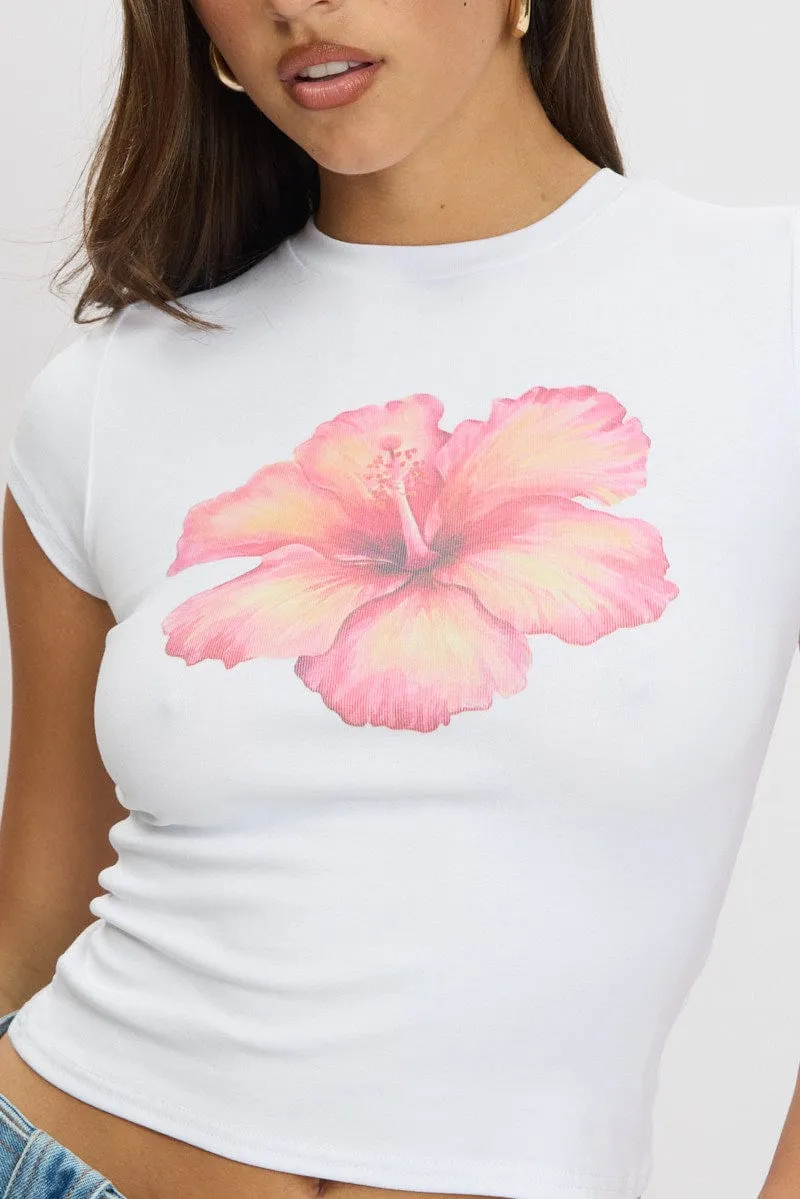 White Graphic Tee Short Sleeve