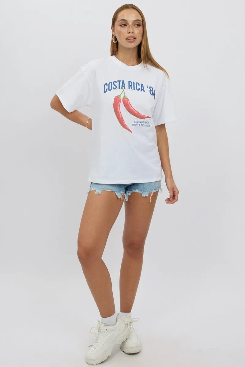 White Graphic Tee Short Sleeve
