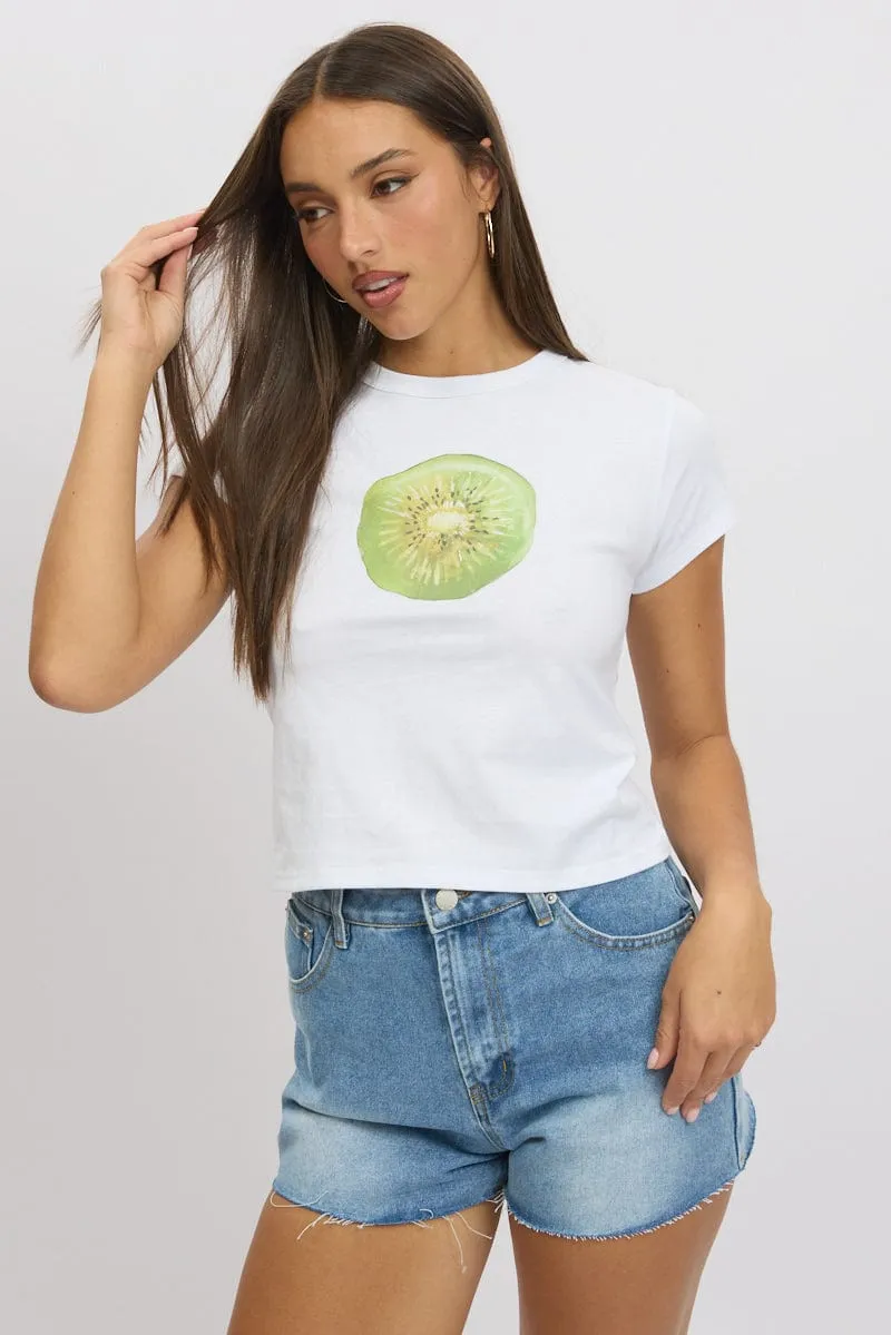 White Graphic Tee Short Sleeve
