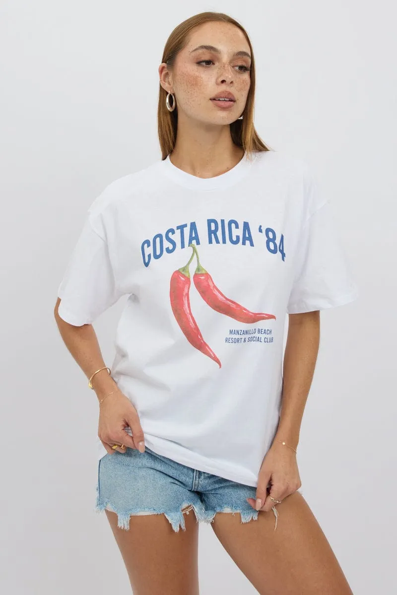 White Graphic Tee Short Sleeve