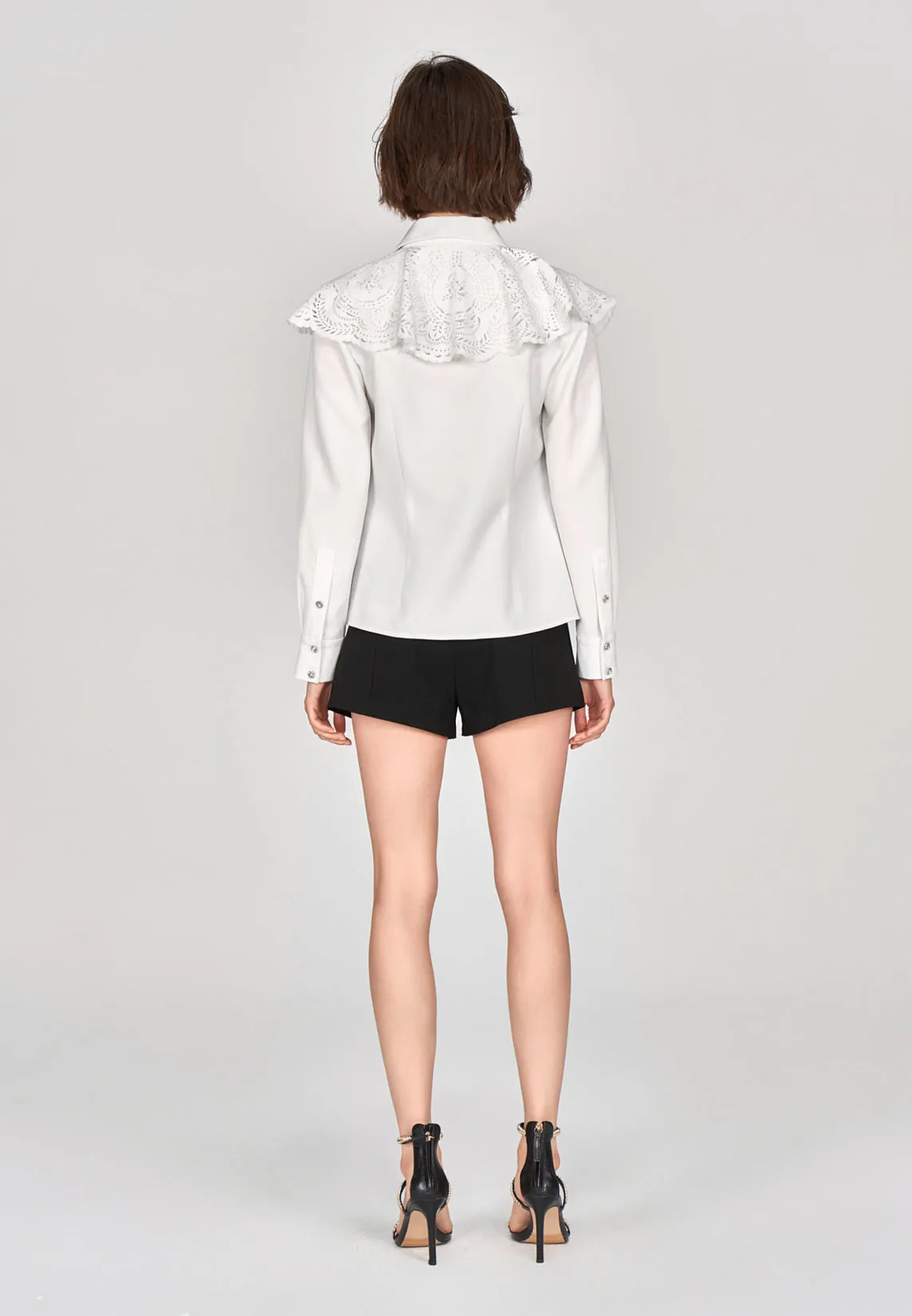 White Lace Peter Pan Collar Shirt