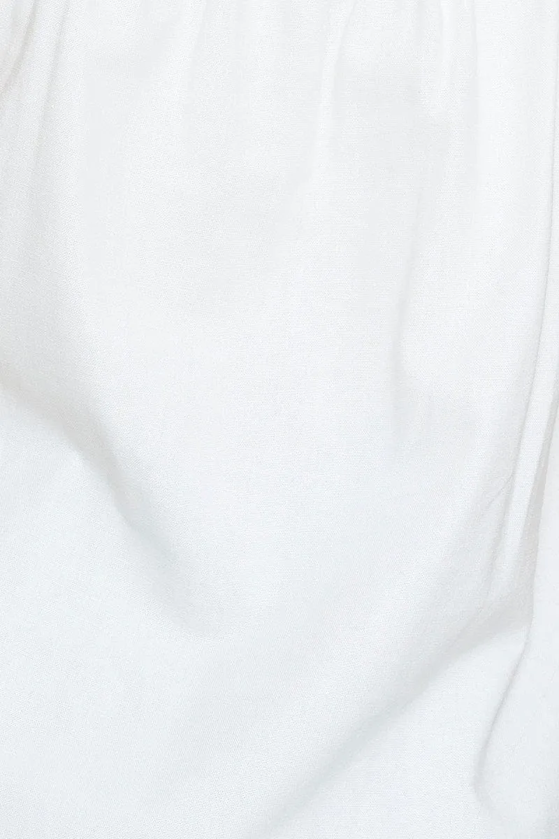 White Shirred Top Short Sleeve
