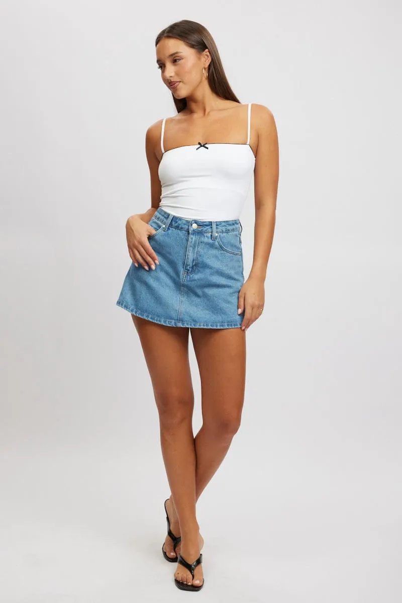 White Singlet Sleeveless Bow Detail