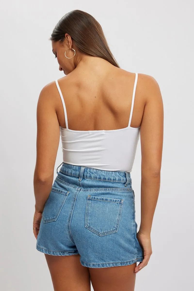 White Singlet Sleeveless Bow Detail