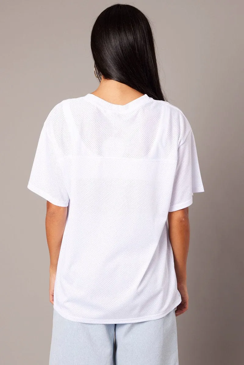 White Sports Tee Short Sleeve