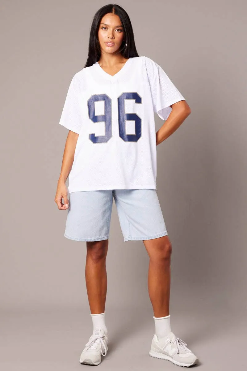 White Sports Tee Short Sleeve