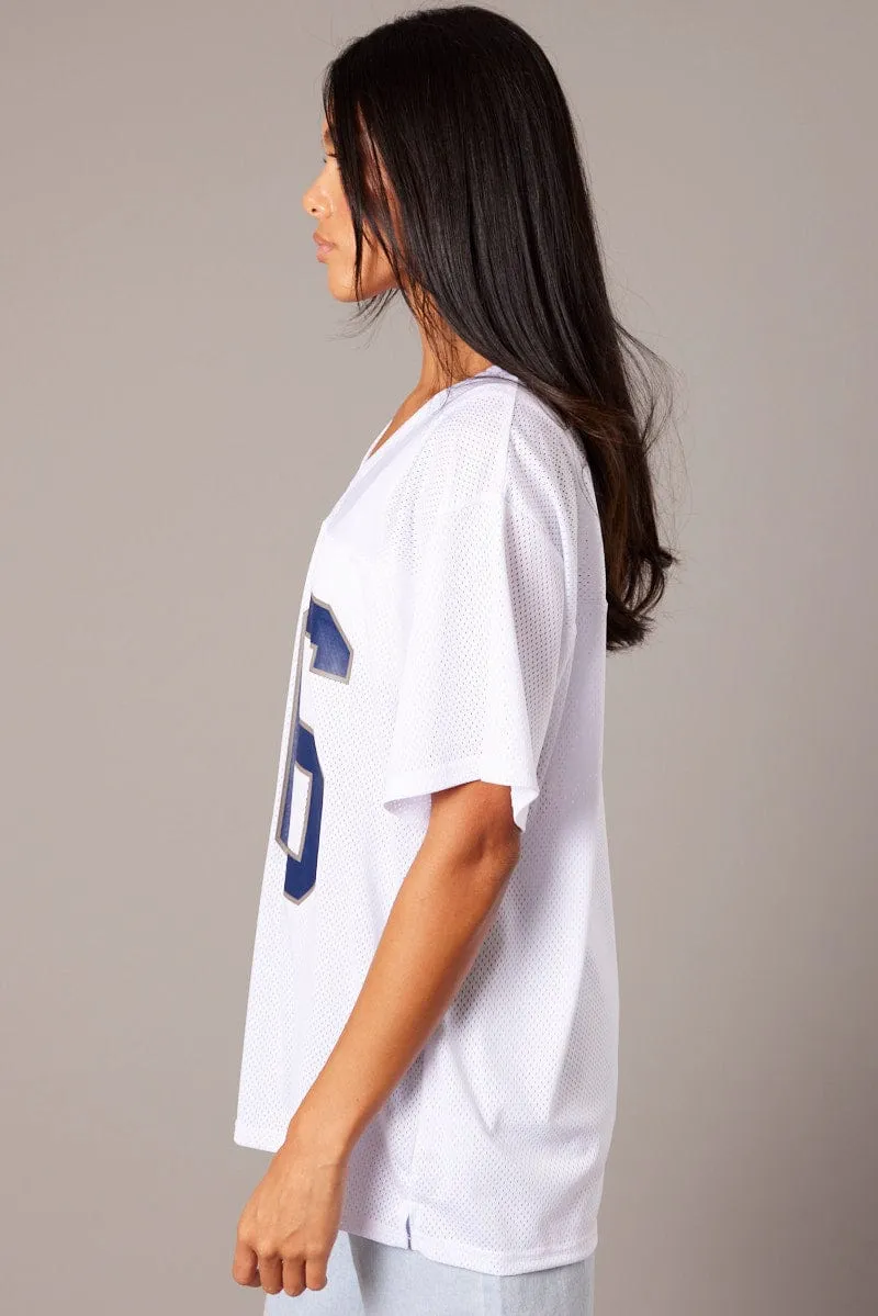White Sports Tee Short Sleeve