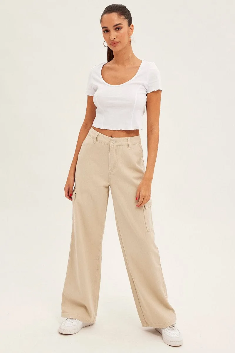 White T Shirt Short Sleeve Scoop Neck