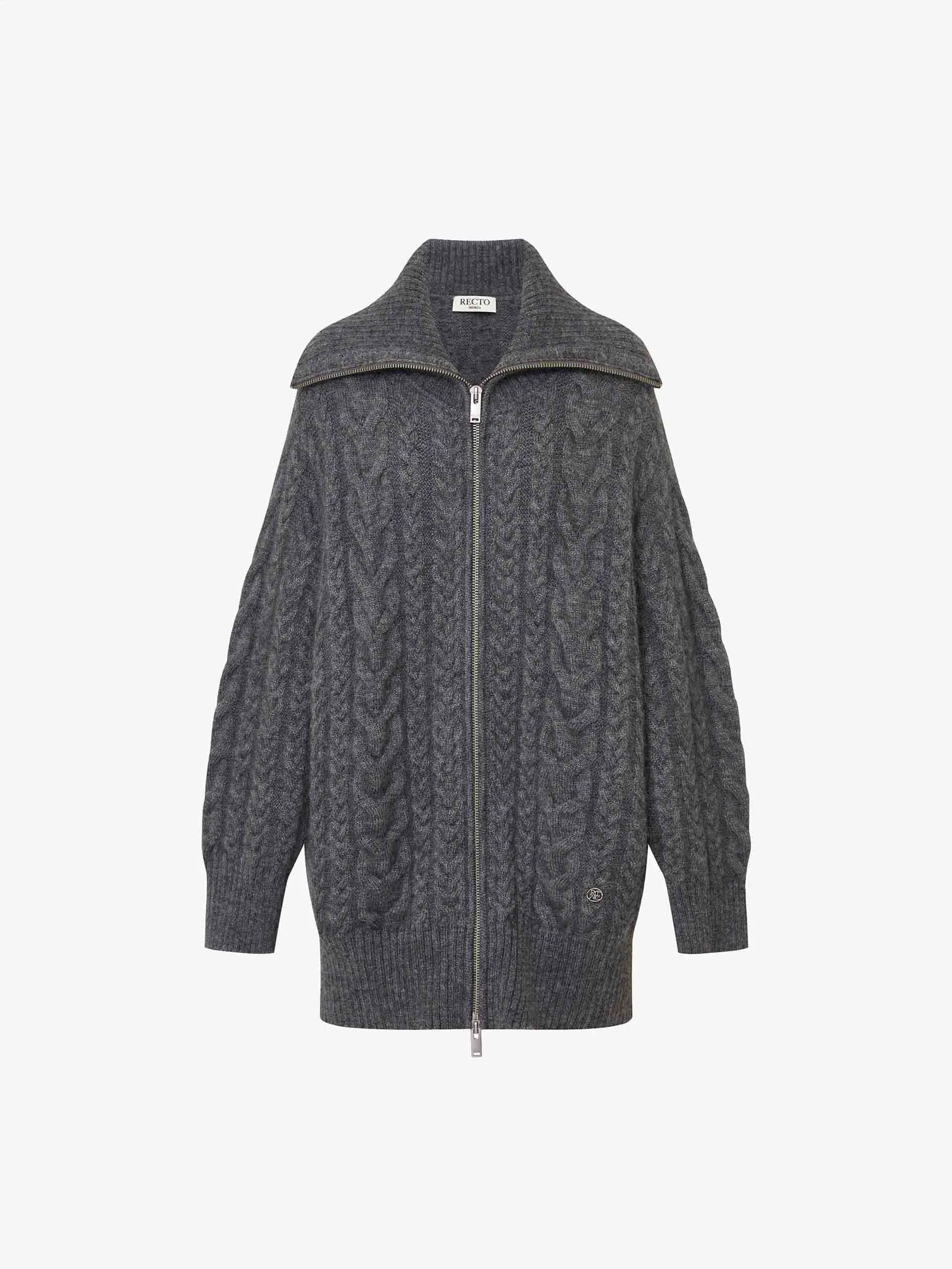 Wide Collar Cable Cardigan