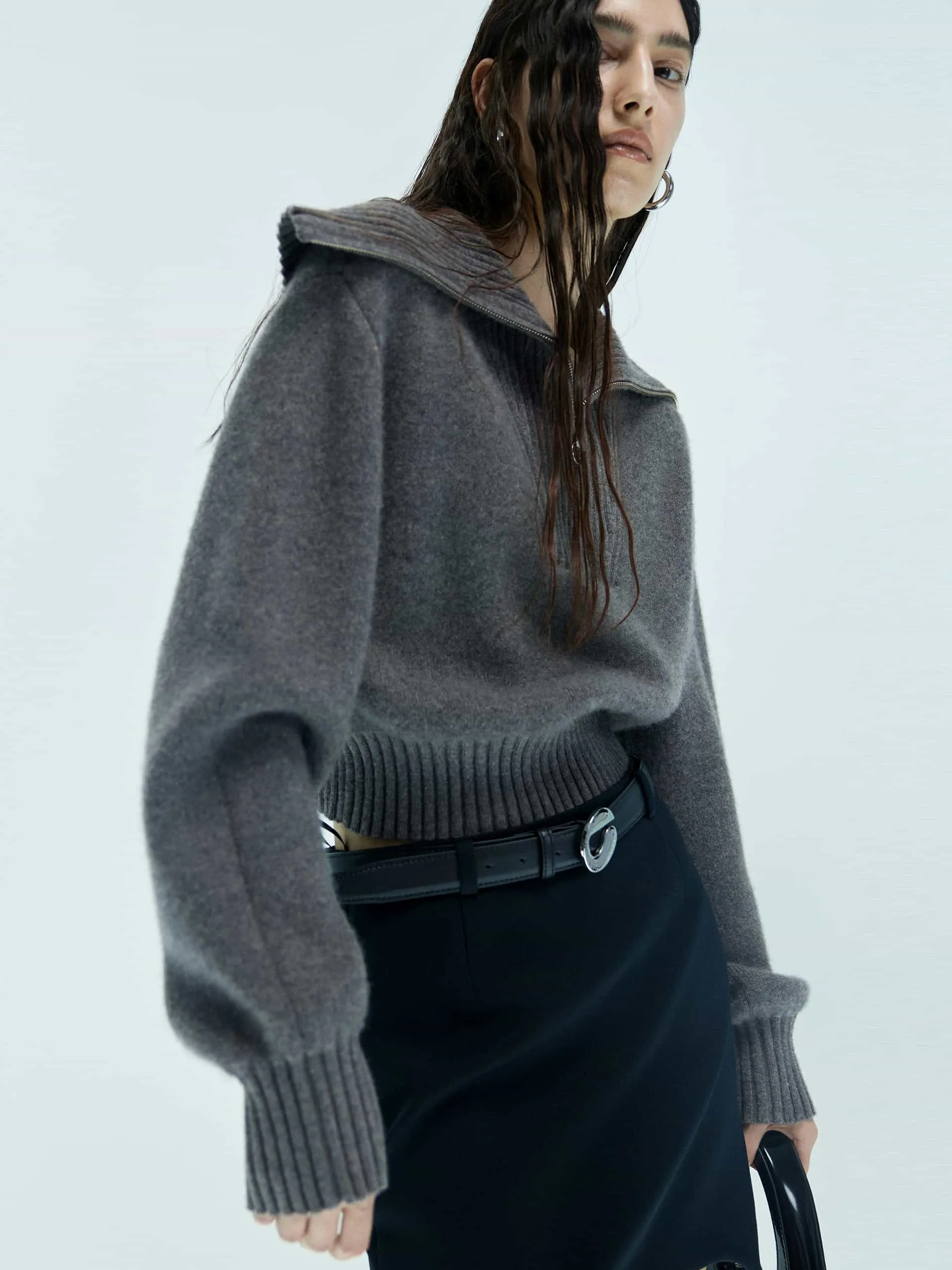 Wide Lapel Knitted Sweater