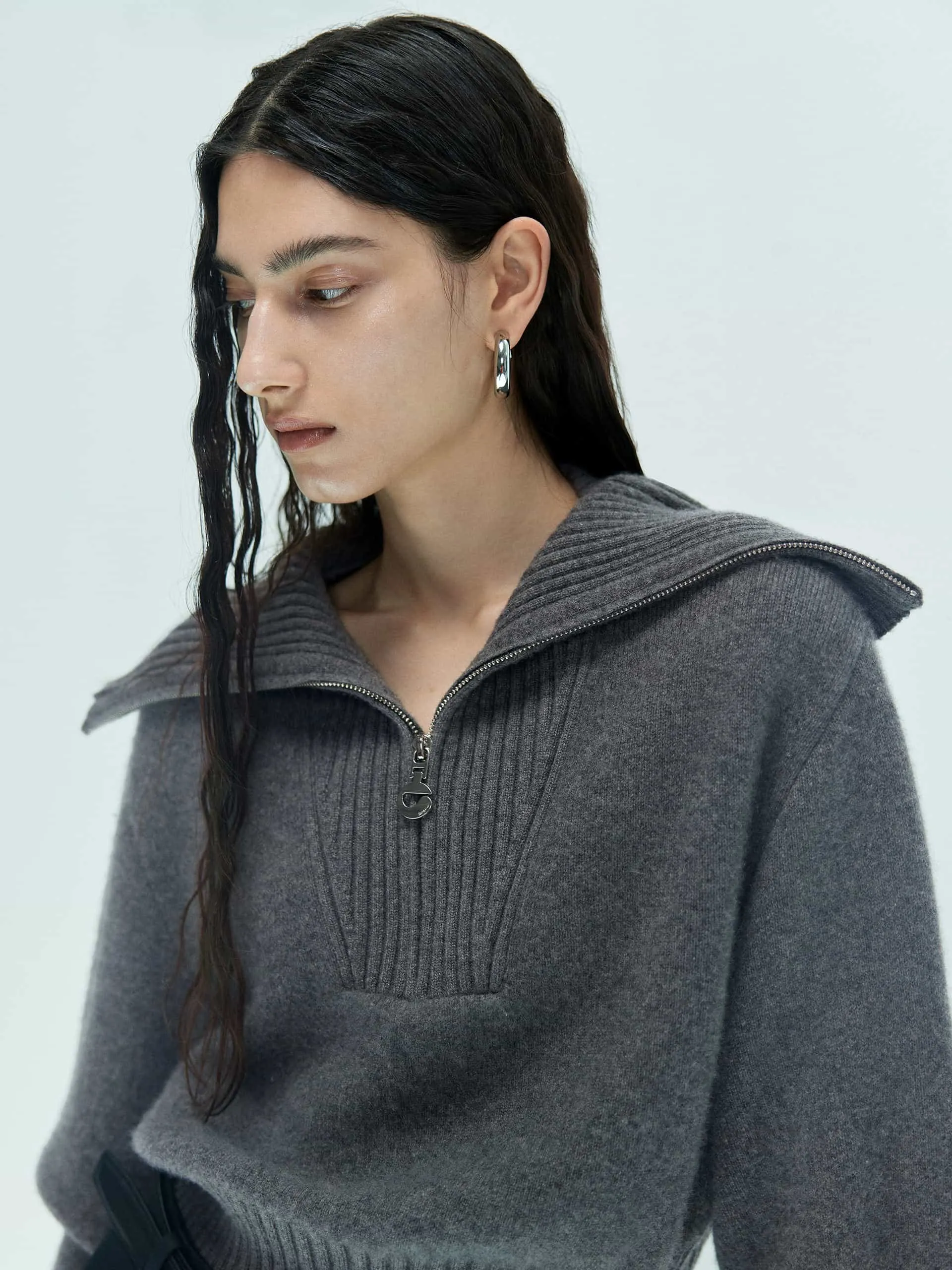 Wide Lapel Knitted Sweater