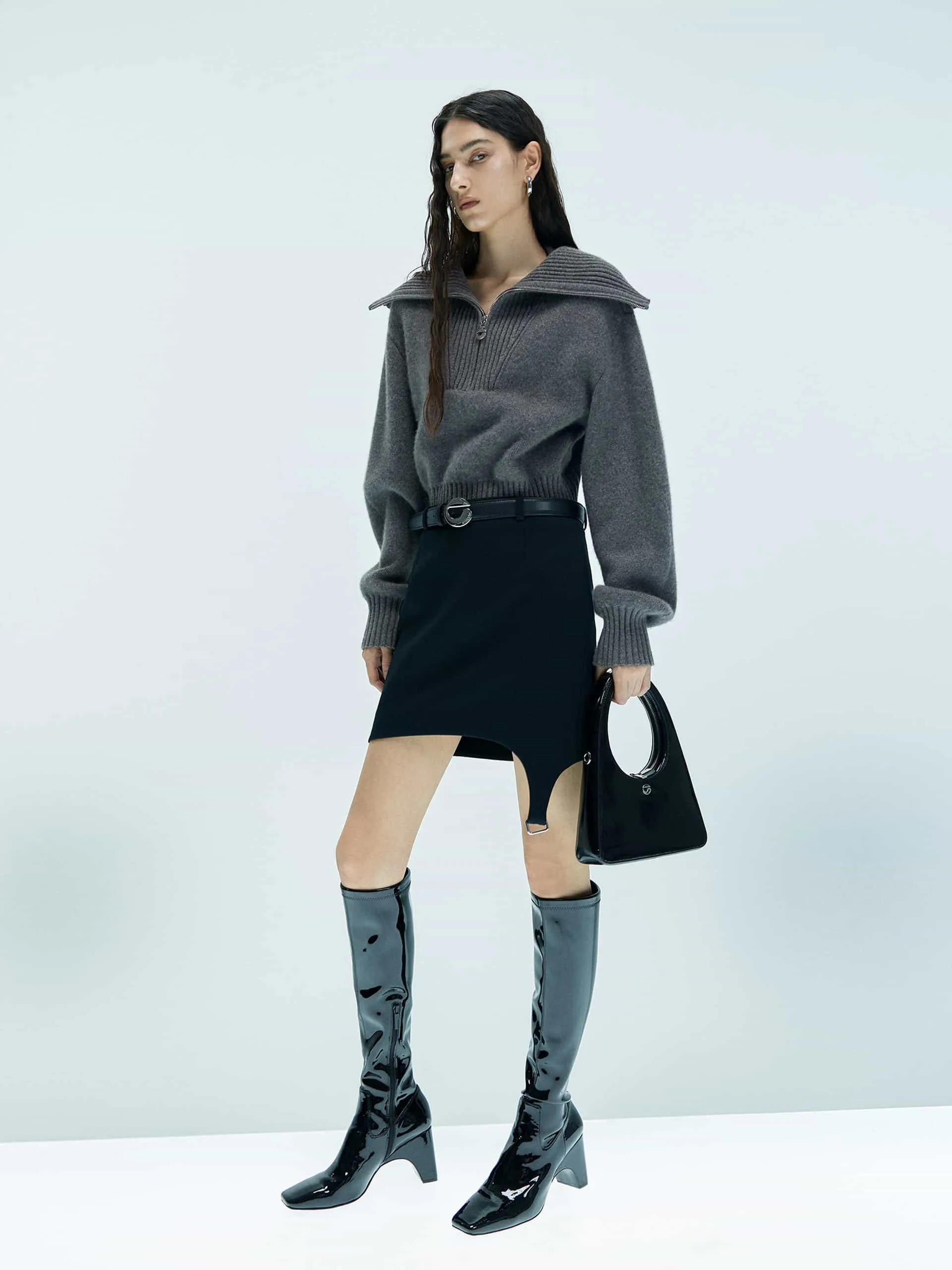 Wide Lapel Knitted Sweater