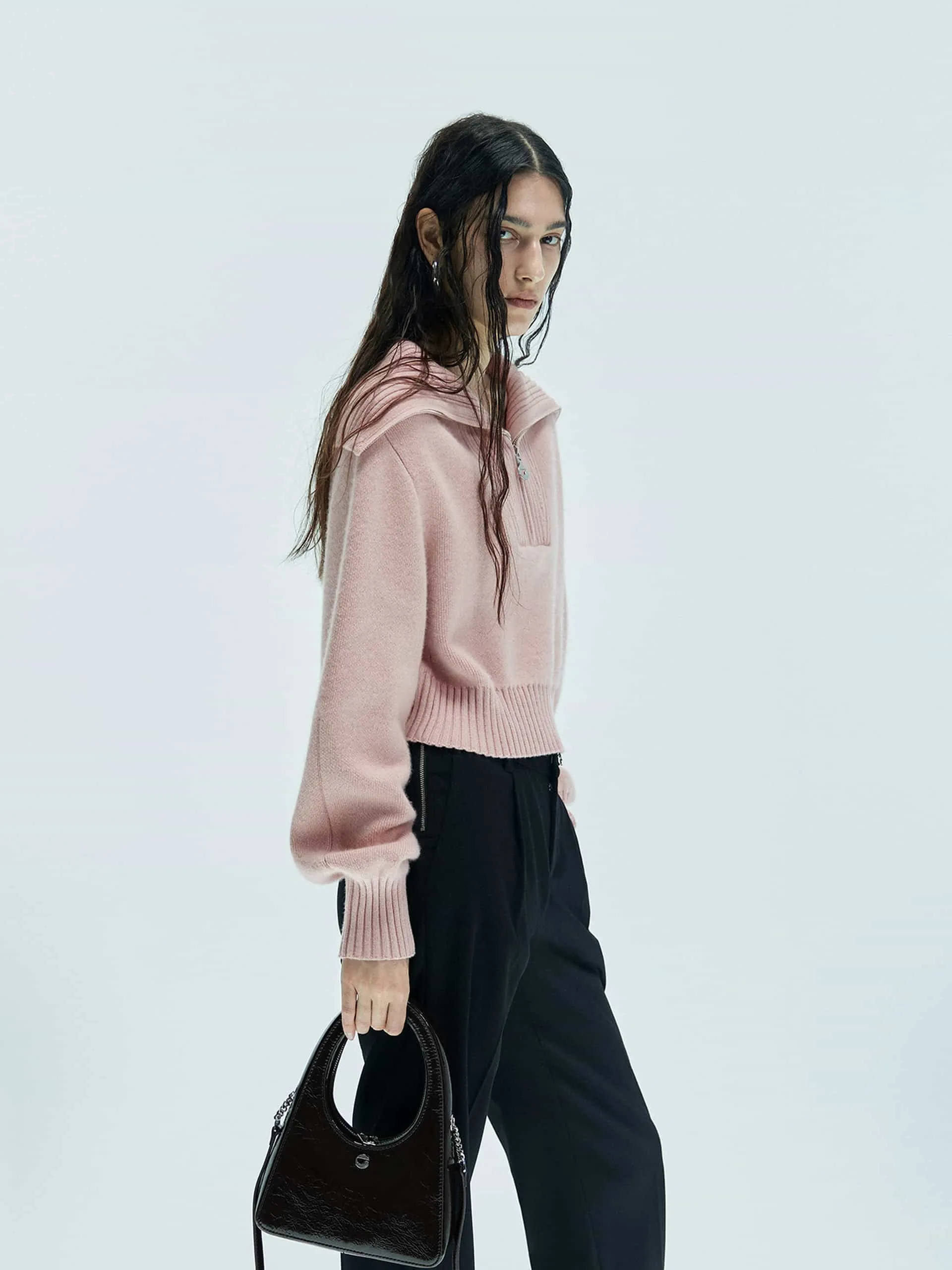 Wide Lapel Knitted Sweater