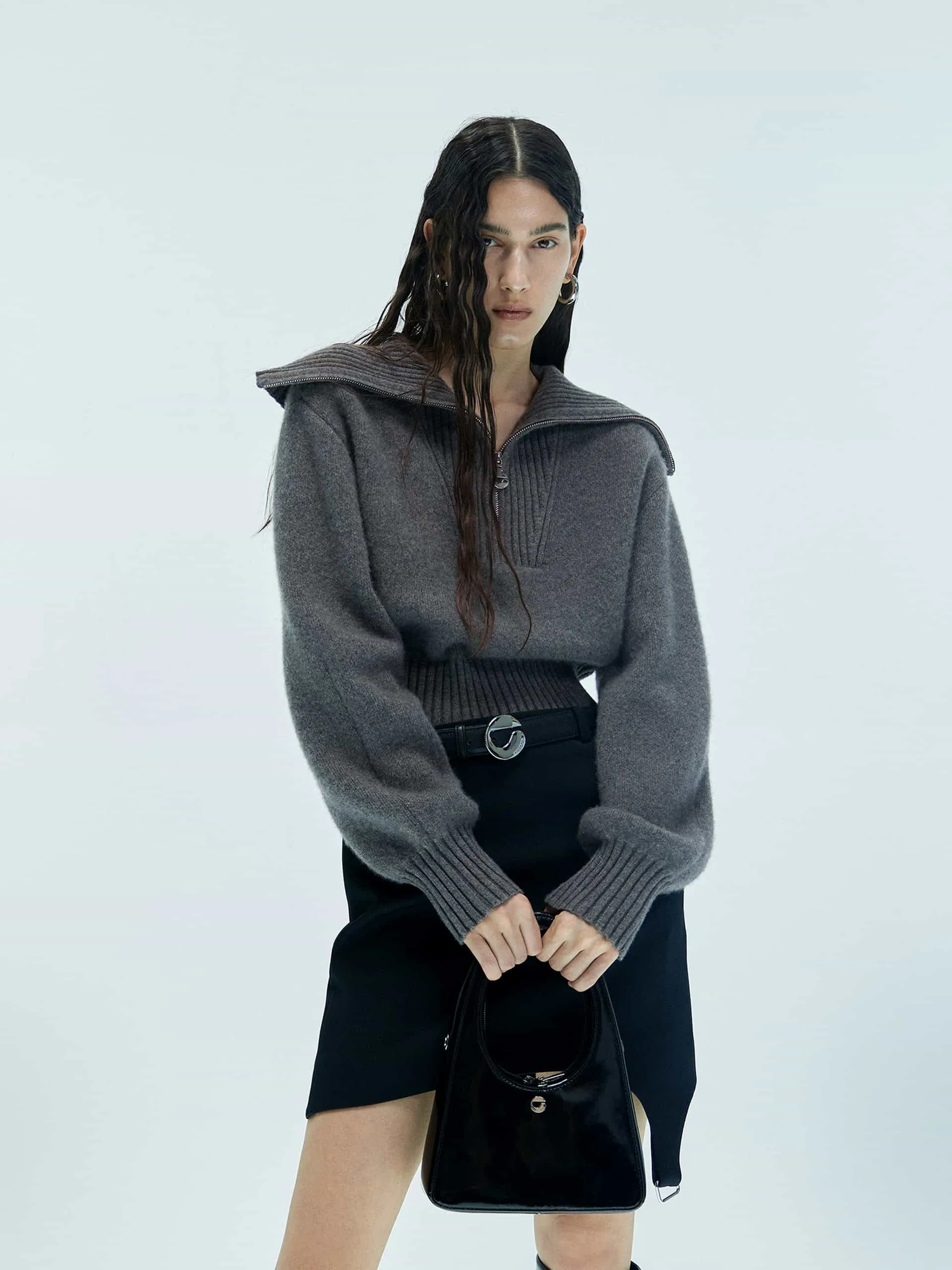 Wide Lapel Knitted Sweater