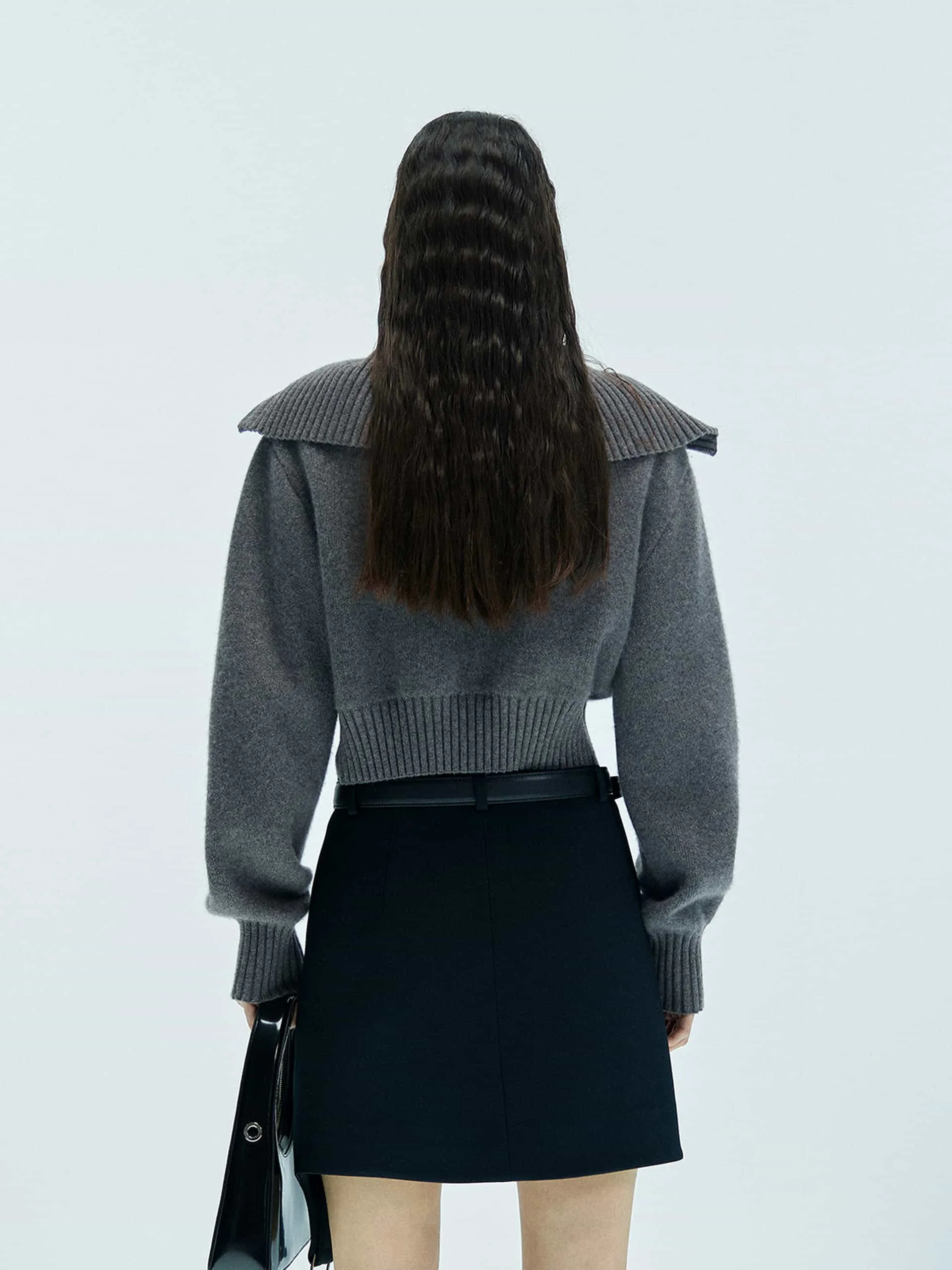 Wide Lapel Knitted Sweater