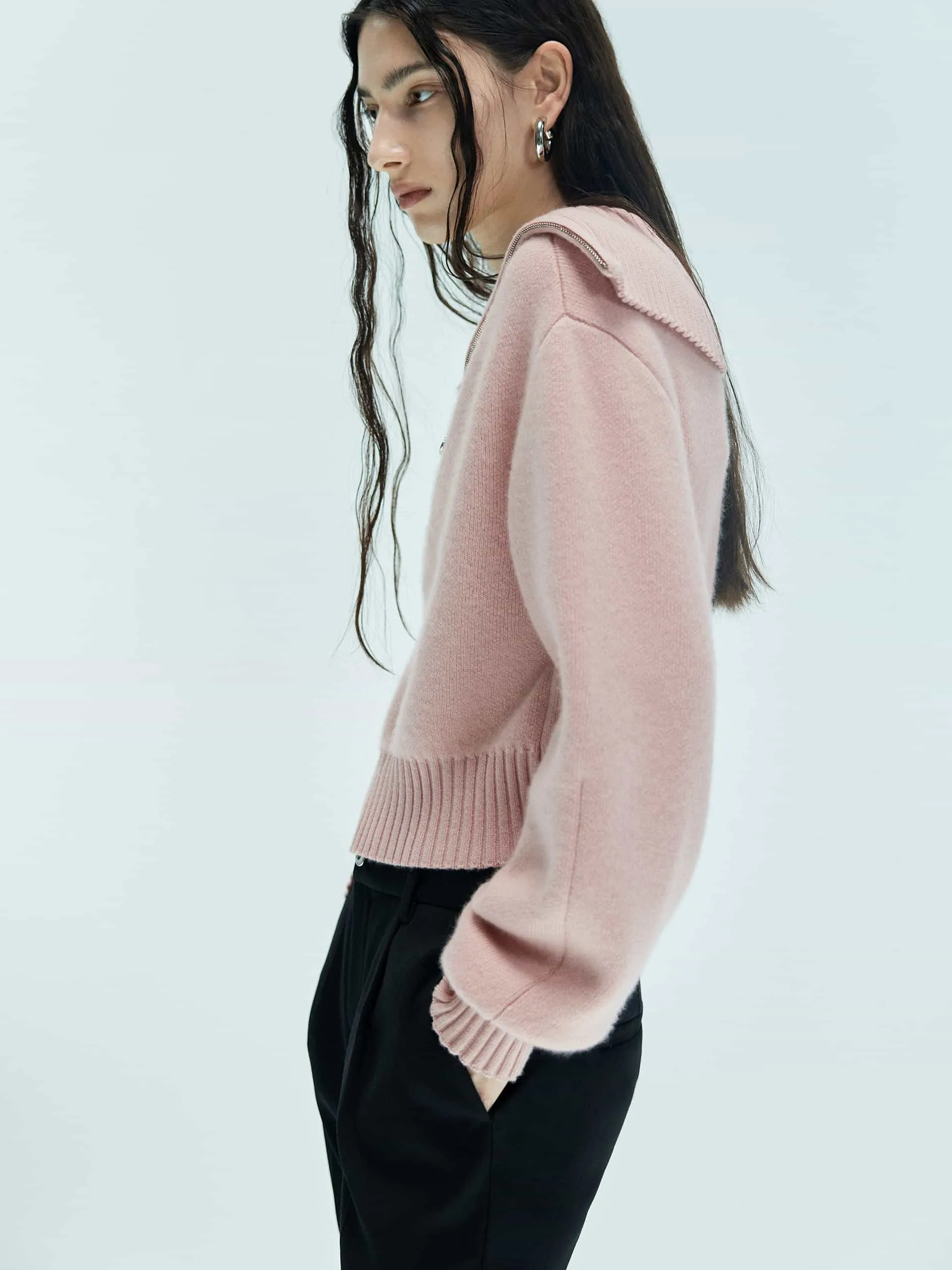 Wide Lapel Knitted Sweater