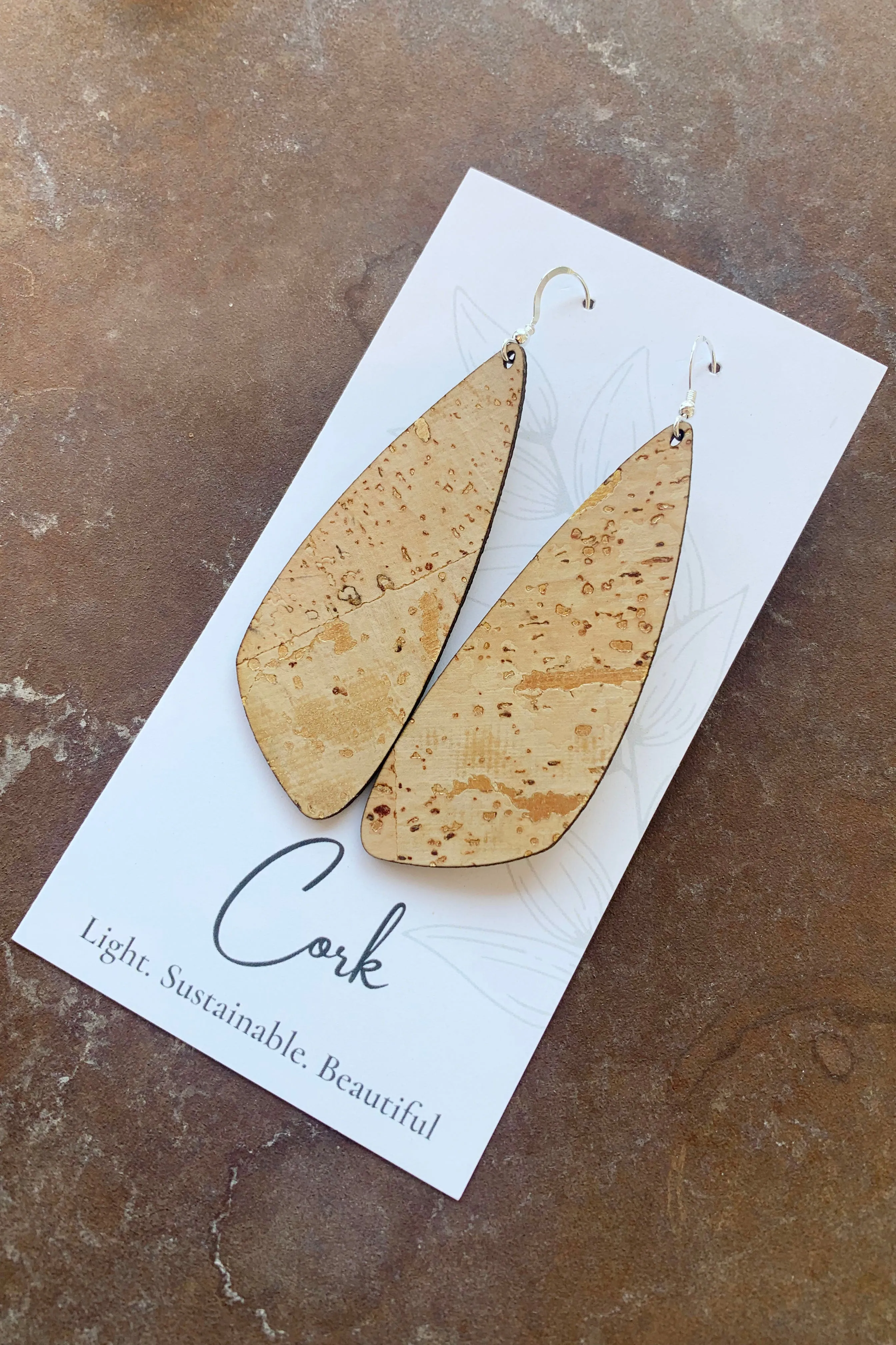 Wing Shaped Cork Earrings