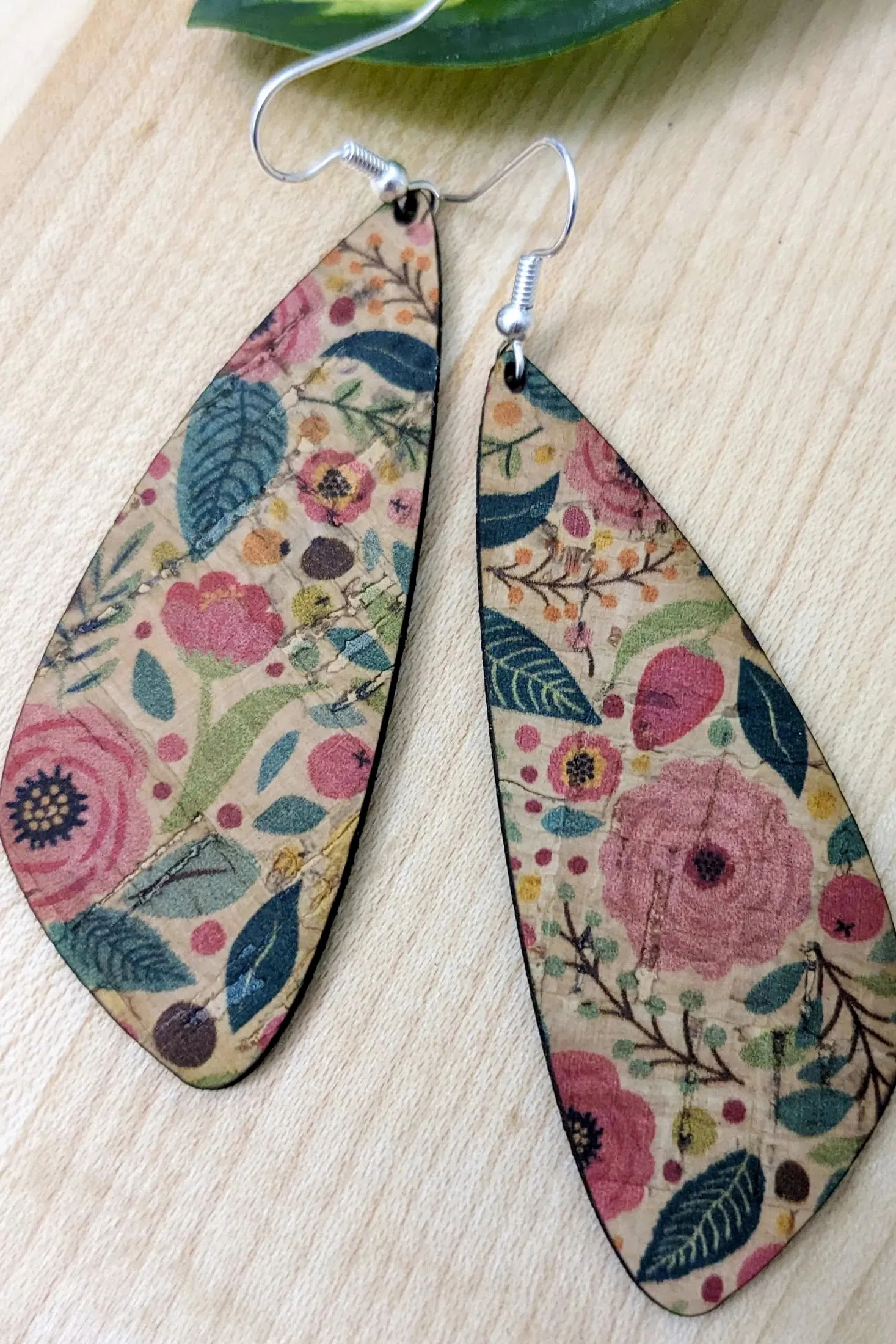 Wing Shaped Cork Earrings