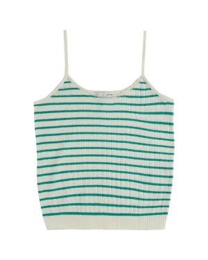 Women Top Stripe Haricot - قصيرة