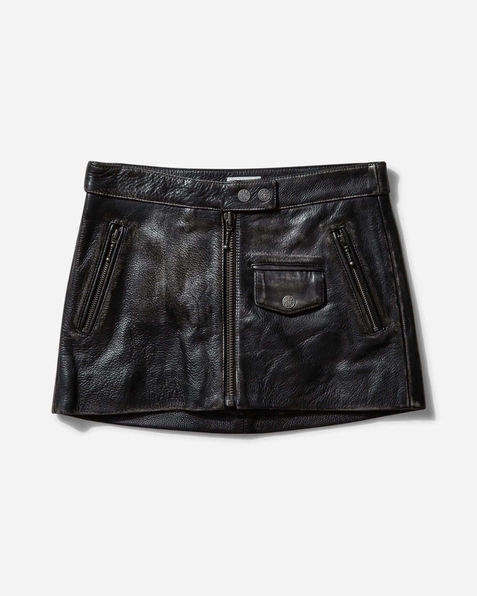 Women's Vintage Leather Skirt Jet Black