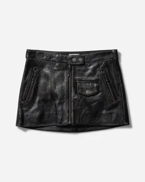 Women's Vintage Leather Skirt Jet Black