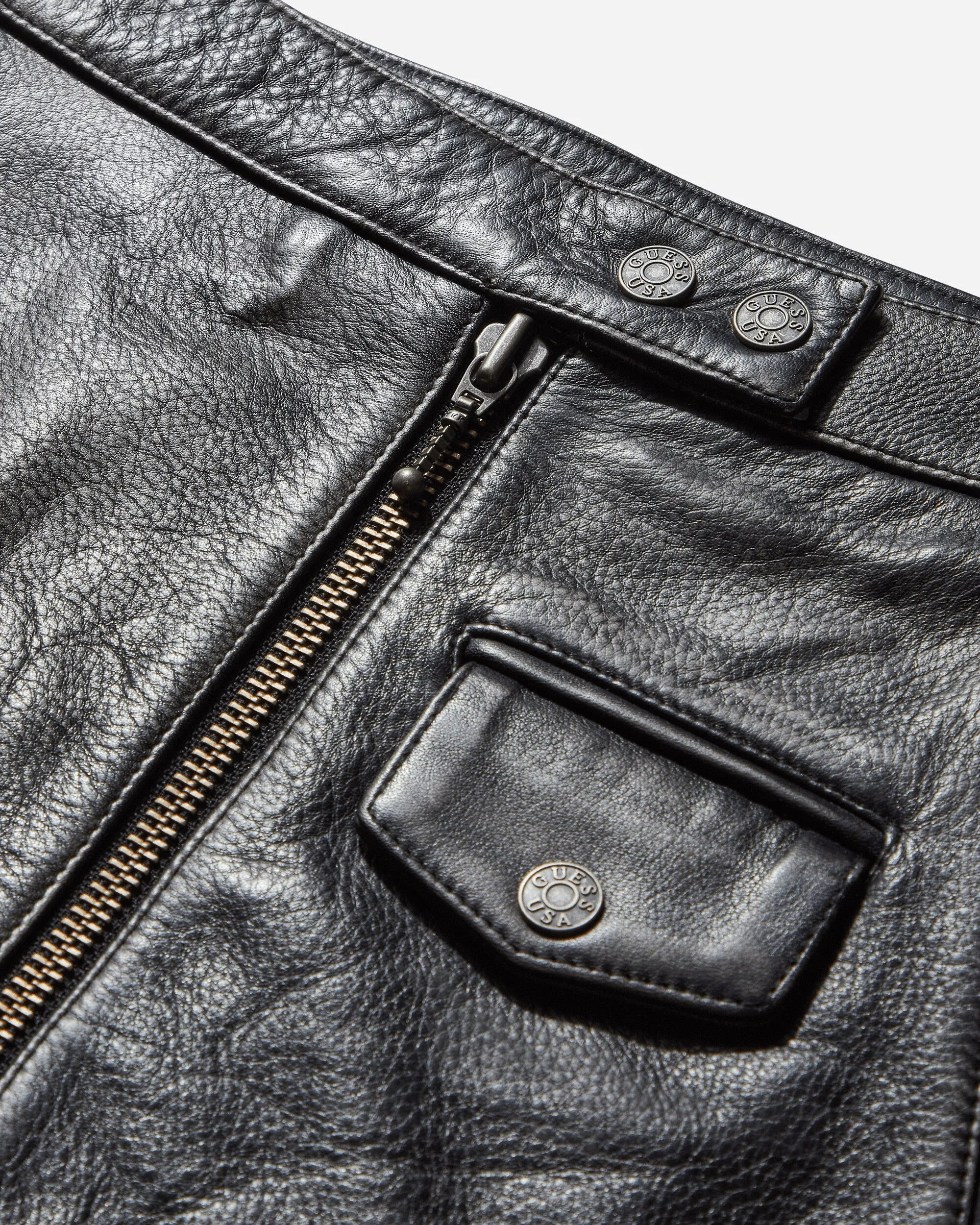 Women's Vintage Leather Skirt Jet Black