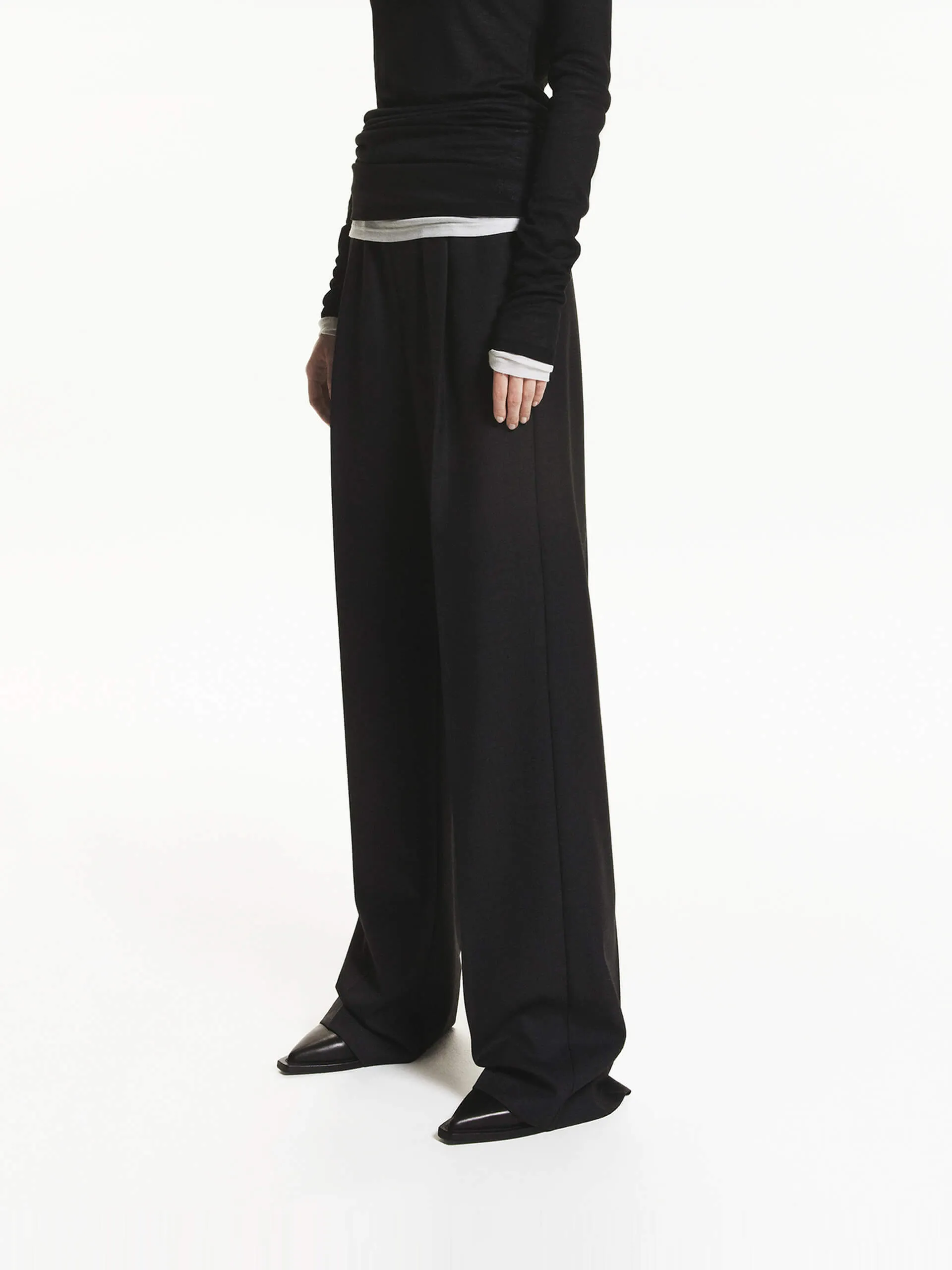 Wool Blend Drawstring Pants