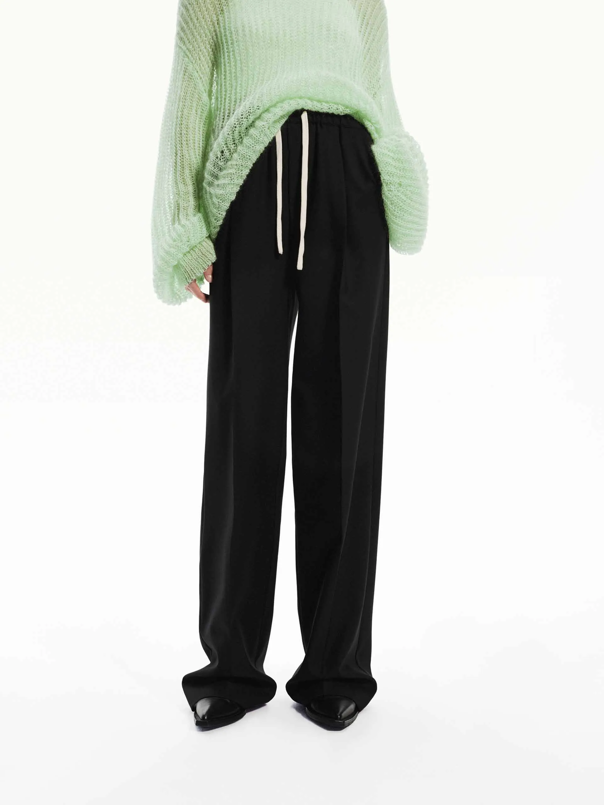 Wool Blend Drawstring Pants