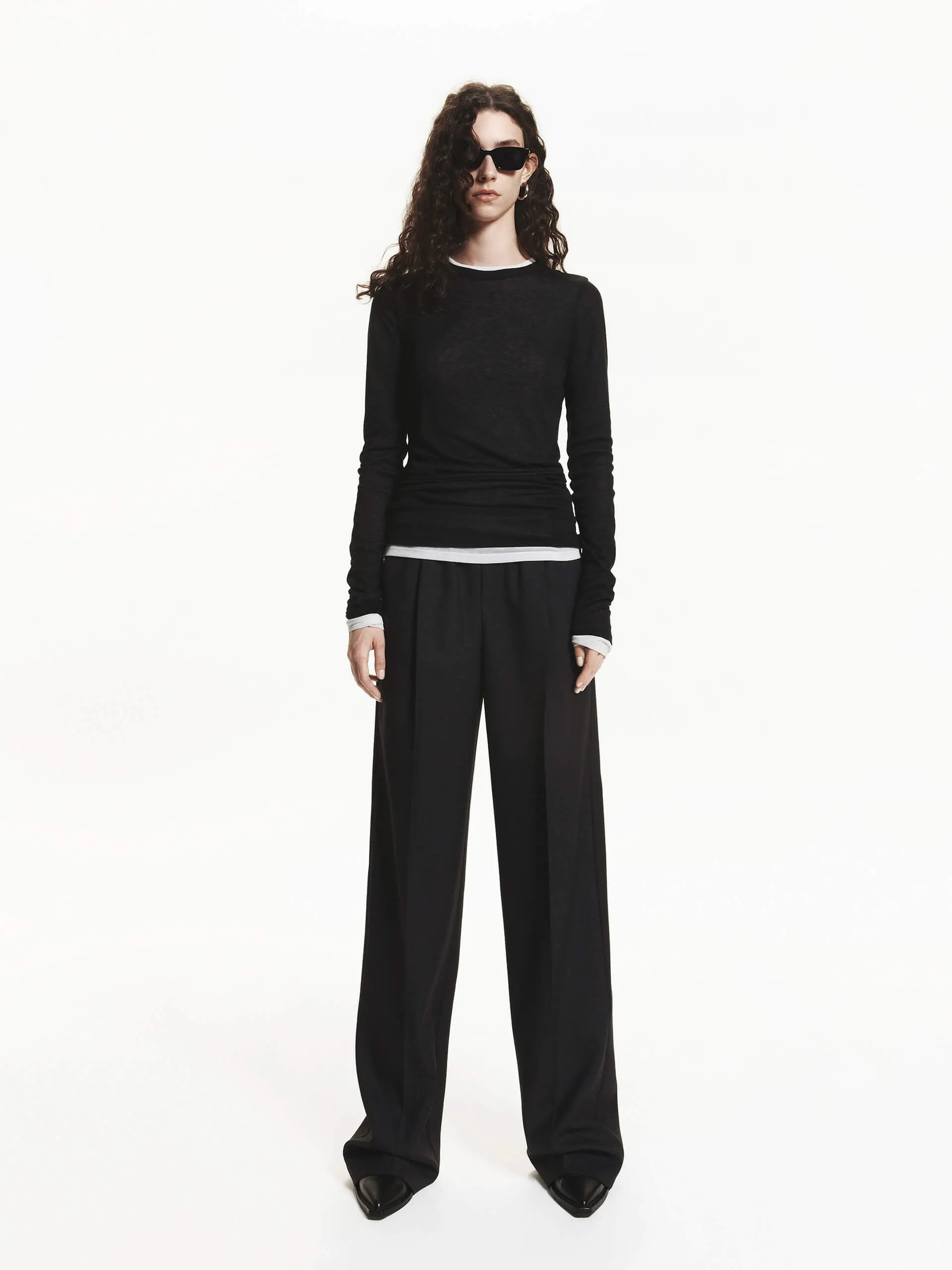 Wool Blend Drawstring Pants