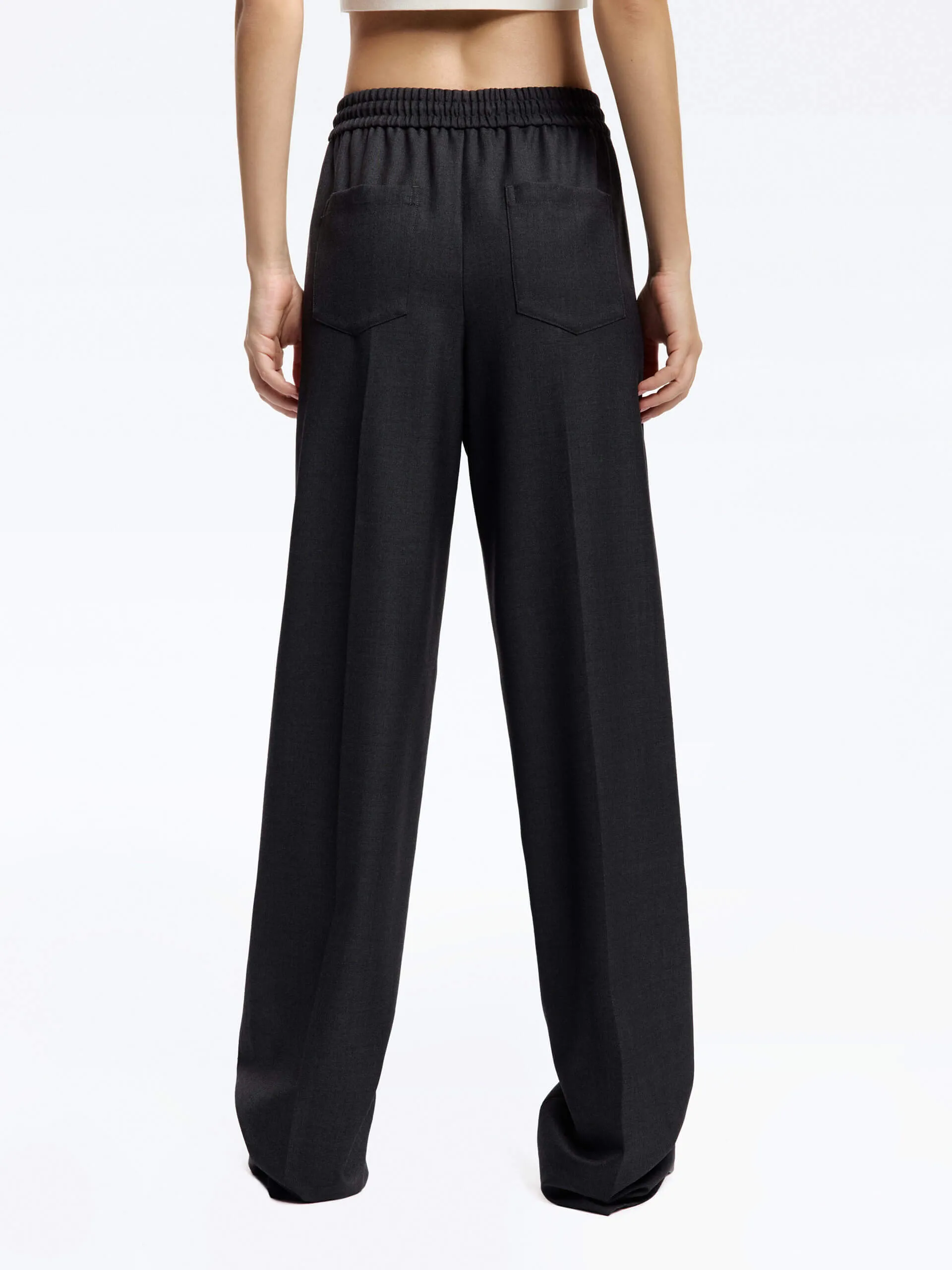 Wool Blend Drawstring Pants