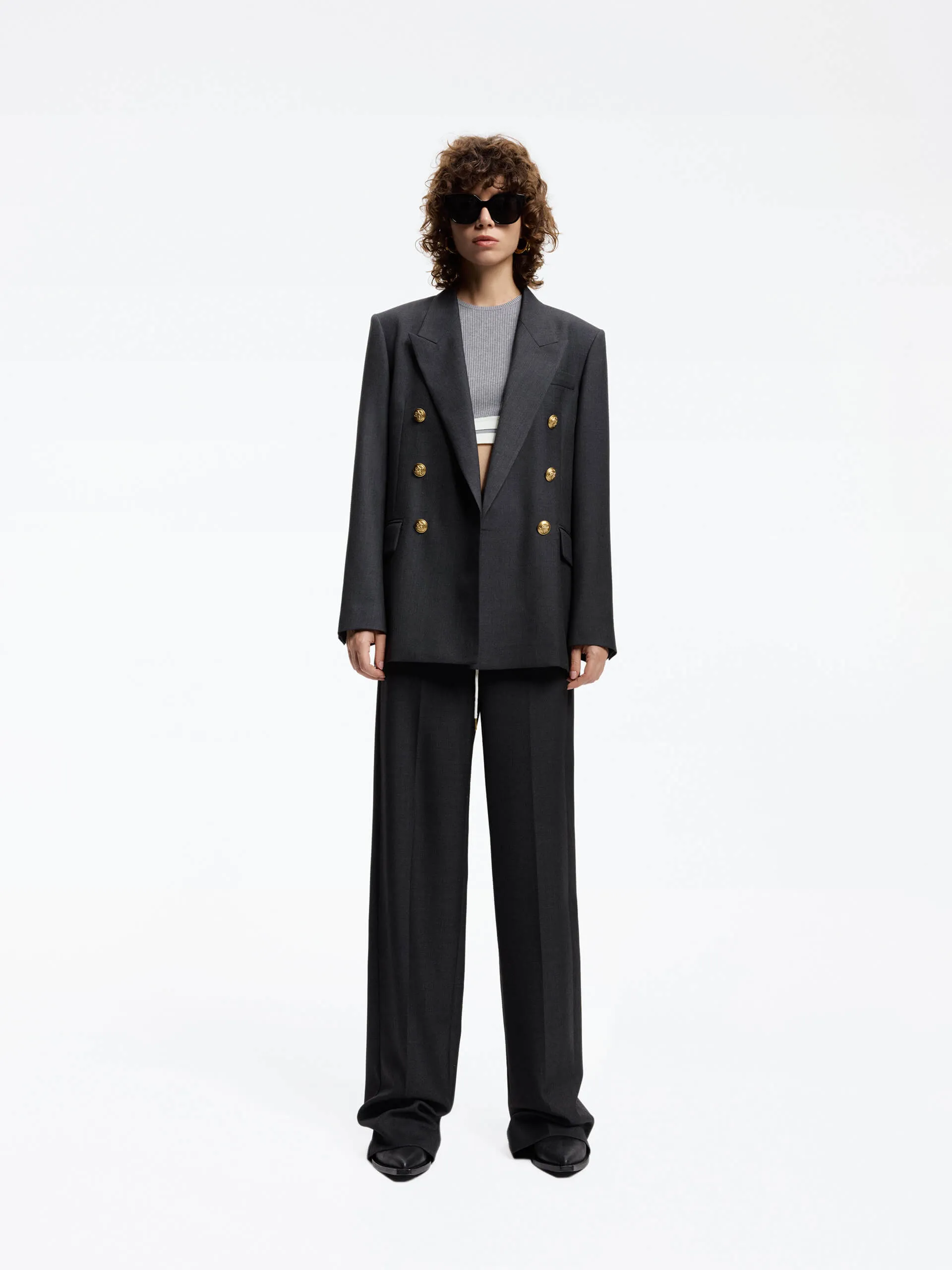 Wool Blend Drawstring Pants