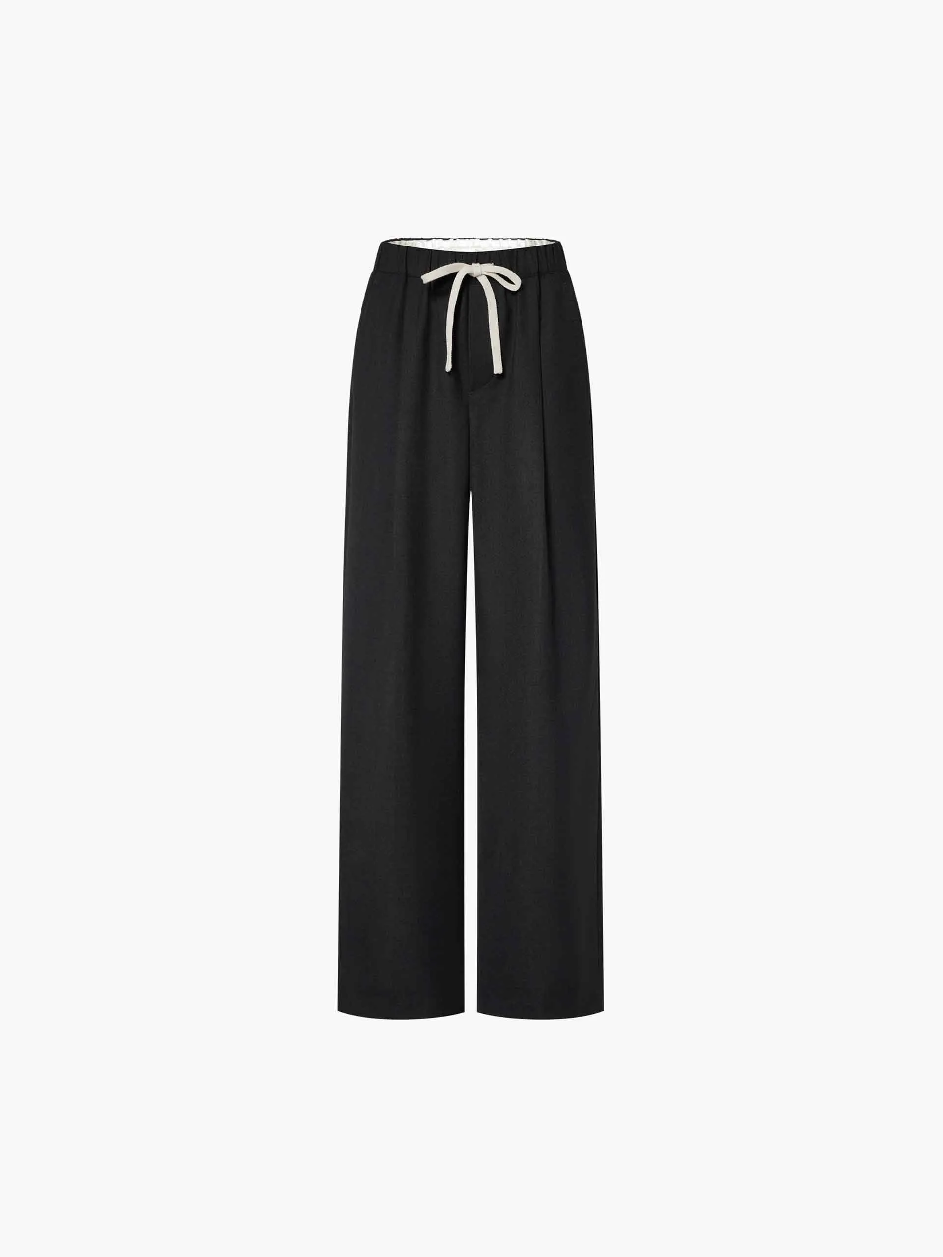 Wool Blend Drawstring Pants