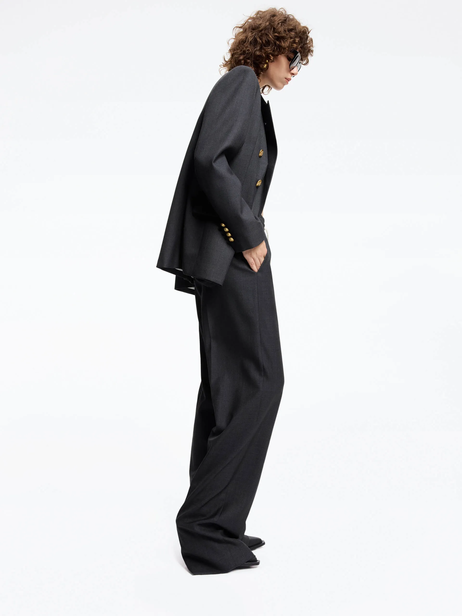 Wool Blend Drawstring Pants