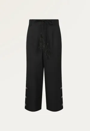 Wool-blend straight-leg pants