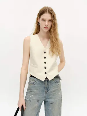 Wool Blend Tailored Vest