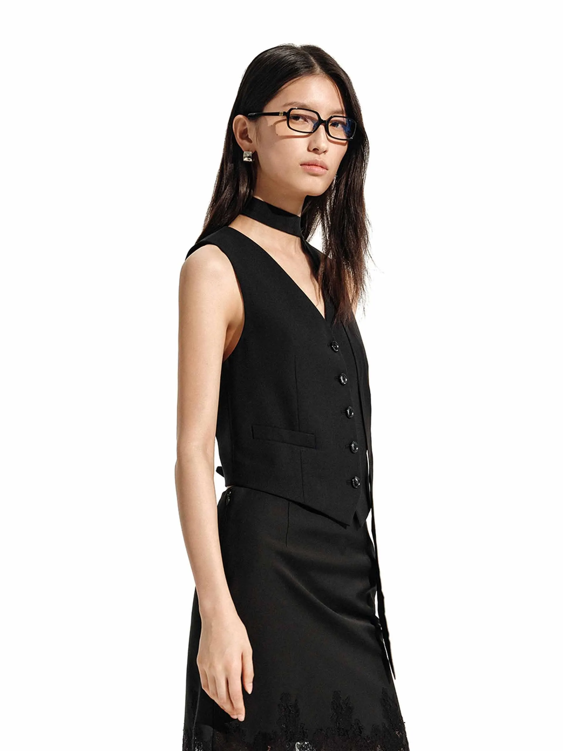 Wool Blend Tailored Vest