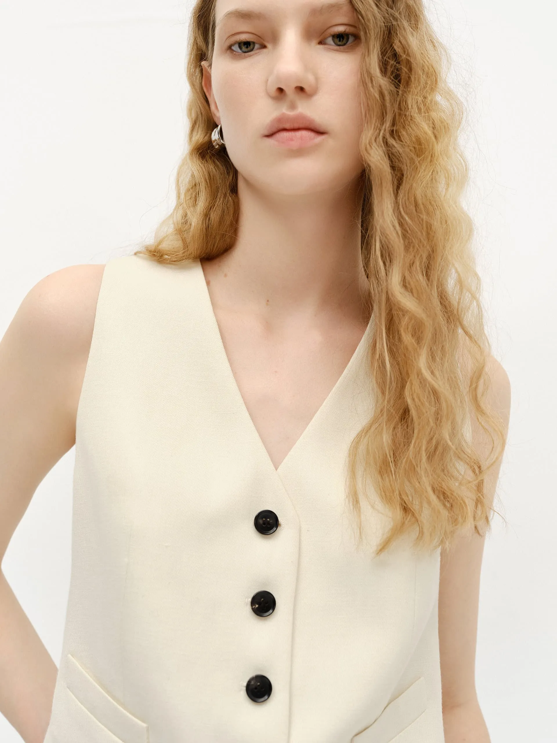 Wool Blend Tailored Vest