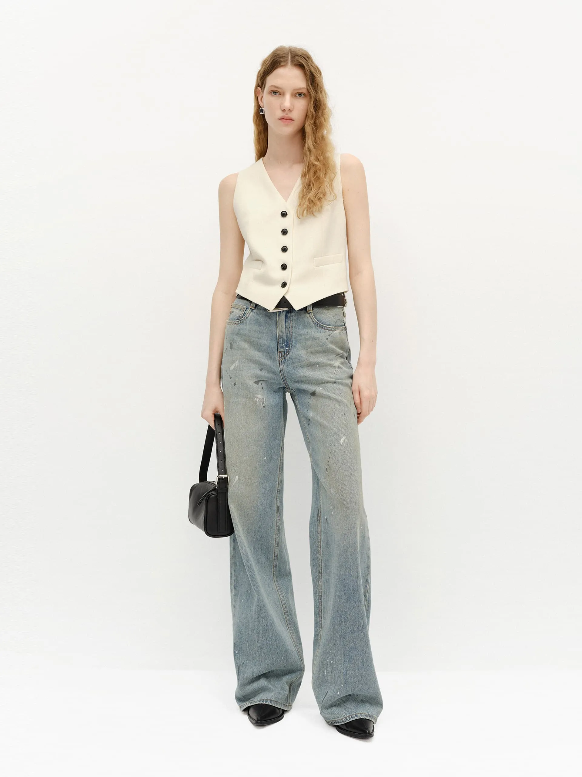 Wool Blend Tailored Vest